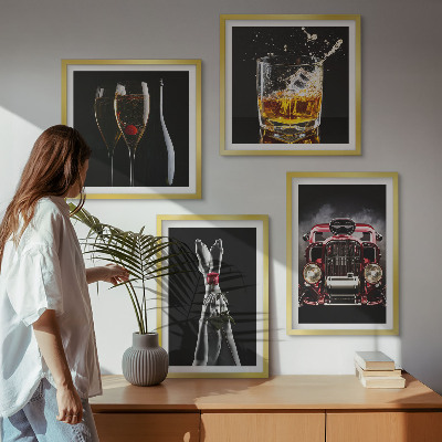 Dekoratívna sada obrazov Dámske nohy ružové auto víno