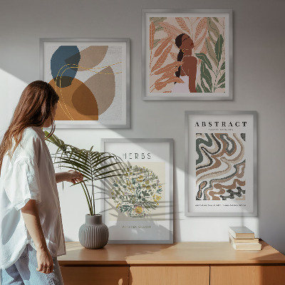 Zarámovaný set obrazov Boho estetické pastelové plagáty