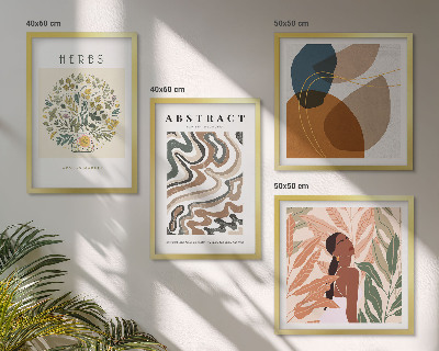 Zarámovaný set obrazov Boho estetické pastelové plagáty