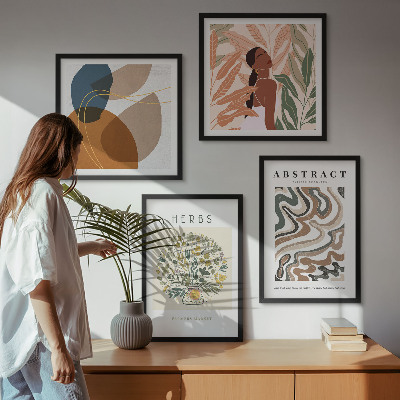 Zarámovaný set obrazov Boho estetické pastelové plagáty