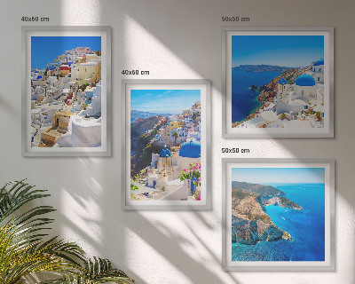 Zarámovaný set obrazov Architektonická krajina Oia Santorini Grécko