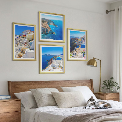 Zarámovaný set obrazov Architektonická krajina Oia Santorini Grécko