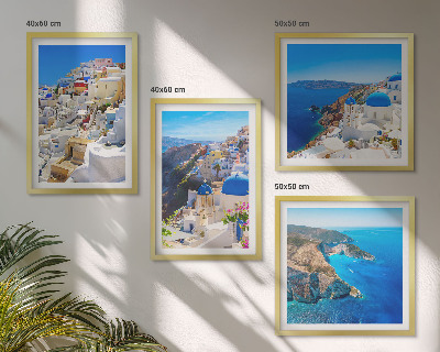Zarámovaný set obrazov Architektonická krajina Oia Santorini Grécko