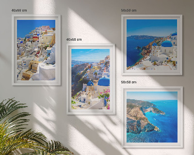 Zarámovaný set obrazov Architektonická krajina Oia Santorini Grécko