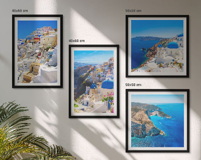 Zarámovaný set obrazov Architektonická krajina Oia Santorini Grécko