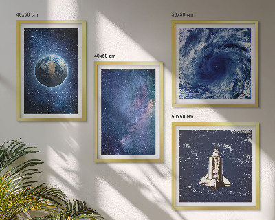 Zarámovaný set obrazov Zem vesmírna búrka galaxia