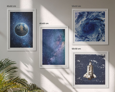 Zarámovaný set obrazov Zem vesmírna búrka galaxia