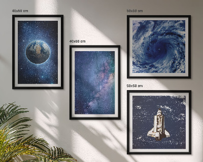 Zarámovaný set obrazov Zem vesmírna búrka galaxia
