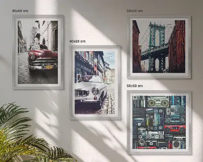 Zarámovaný set obrazov staré autá Brooklyn v retro štýle