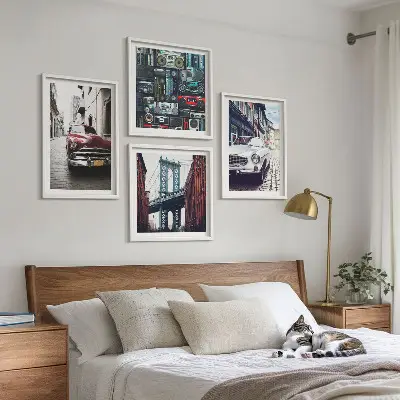 Zarámovaný set obrazov staré autá Brooklyn v retro štýle