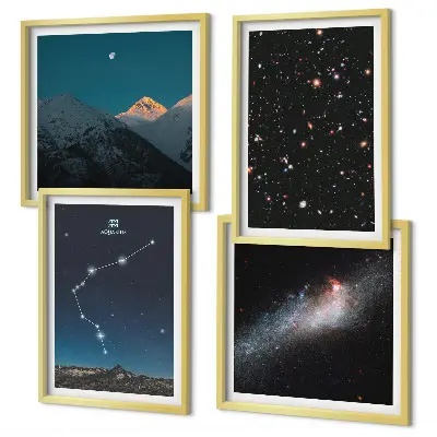 Dekoratívna sada obrazov vesmírna galaxia s pohorím Vodnár