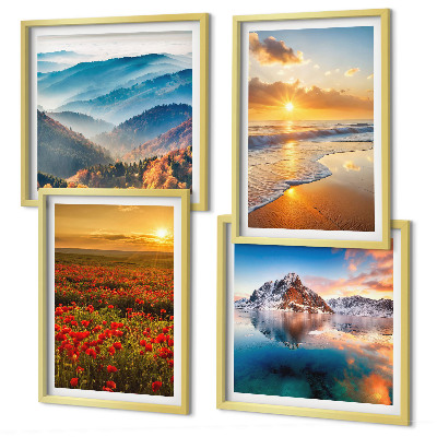 Zarámovaný set obrazov Krajiny hôr a morí na západe