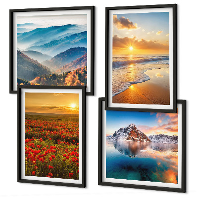 Zarámovaný set obrazov Krajiny hôr a morí na západe