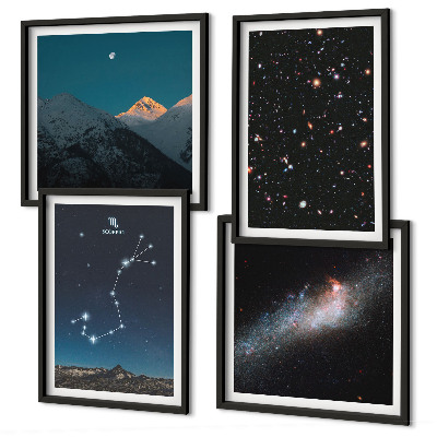 Zarámovaný set obrazov Vesmírne krajiny galaxií