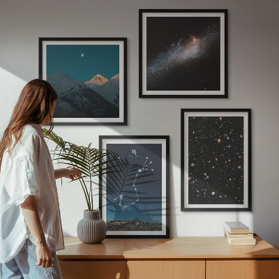 Zarámovaný set obrazov Vesmírne krajiny galaxií