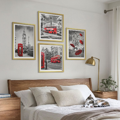 Zarámovaný set obrazov Svetlé pozadie listov ginkga