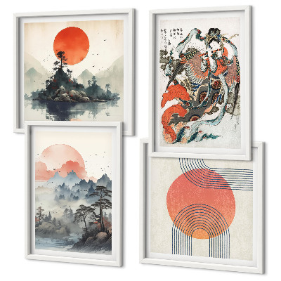 Dekoratívna sada obrazov Ázijské krajiny japandi