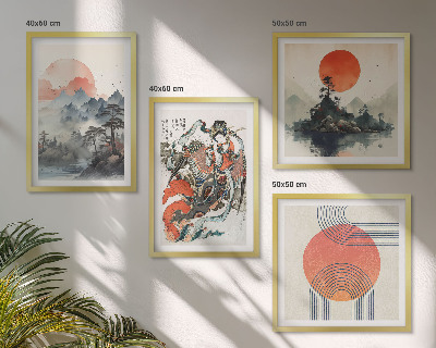 Dekoratívna sada obrazov Ázijské krajiny japandi