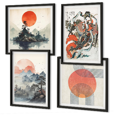 Dekoratívna sada obrazov Ázijské krajiny japandi