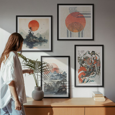 Dekoratívna sada obrazov Ázijské krajiny japandi