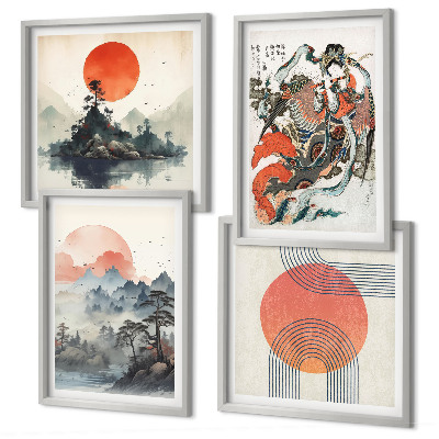 Dekoratívna sada obrazov Ázijské krajiny japandi