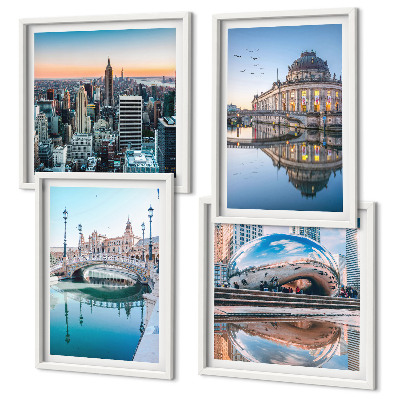 Zarámovaný set obrazov Architektúra miest na vode