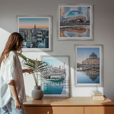 Zarámovaný set obrazov Architektúra miest na vode