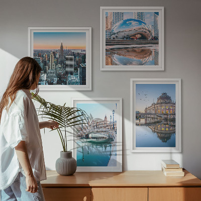 Zarámovaný set obrazov Architektúra miest na vode