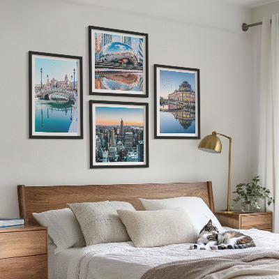 Zarámovaný set obrazov Architektúra miest na vode