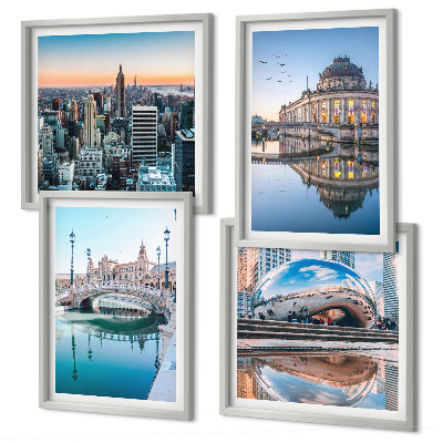 Zarámovaný set obrazov Architektúra miest na vode