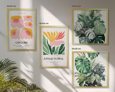 Moderné plagáty s kvetmi a listami zarámovaný set obrazov