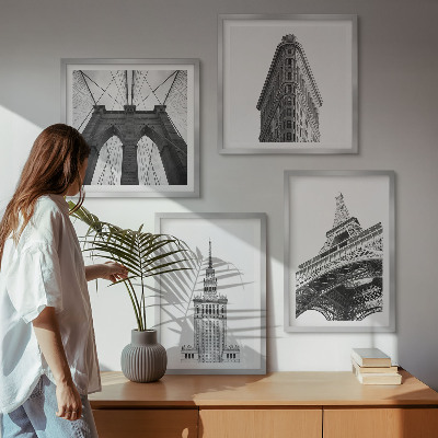 Dekoratívna sada obrazov Architektúra čiernobiely minimalizmus