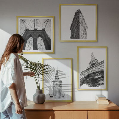 Dekoratívna sada obrazov Architektúra čiernobiely minimalizmus