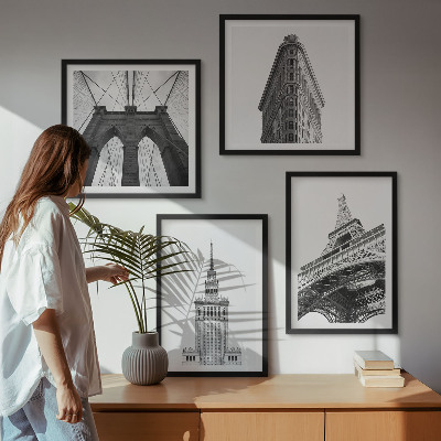 Dekoratívna sada obrazov Architektúra čiernobiely minimalizmus