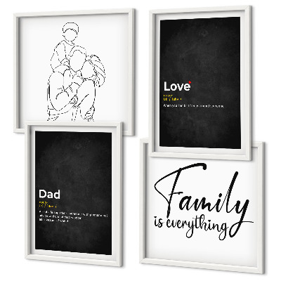 Zarámovaný set obrazov Definície lásky v rodinnej linkovej grafike
