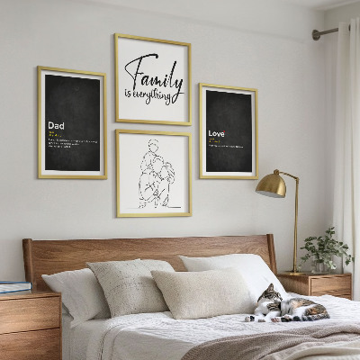 Zarámovaný set obrazov Definície lásky v rodinnej linkovej grafike
