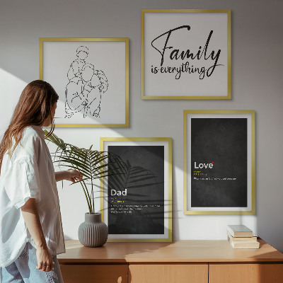 Zarámovaný set obrazov Definície lásky v rodinnej linkovej grafike