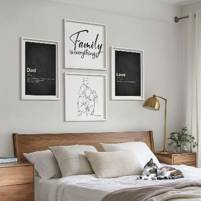 Zarámovaný set obrazov Definície lásky v rodinnej linkovej grafike