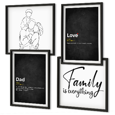 Zarámovaný set obrazov Definície lásky v rodinnej linkovej grafike
