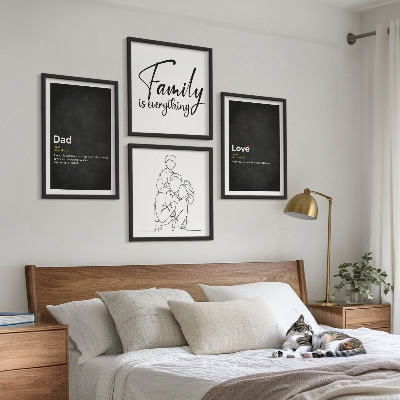 Zarámovaný set obrazov Definície lásky v rodinnej linkovej grafike