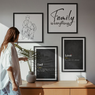 Zarámovaný set obrazov Definície lásky v rodinnej linkovej grafike