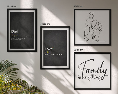 Zarámovaný set obrazov Definície lásky v rodinnej linkovej grafike