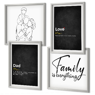 Zarámovaný set obrazov Definície lásky v rodinnej linkovej grafike