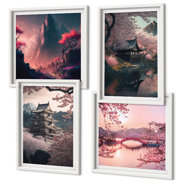 Zarámovaný set obrazov Fantastické krajiny Japonska