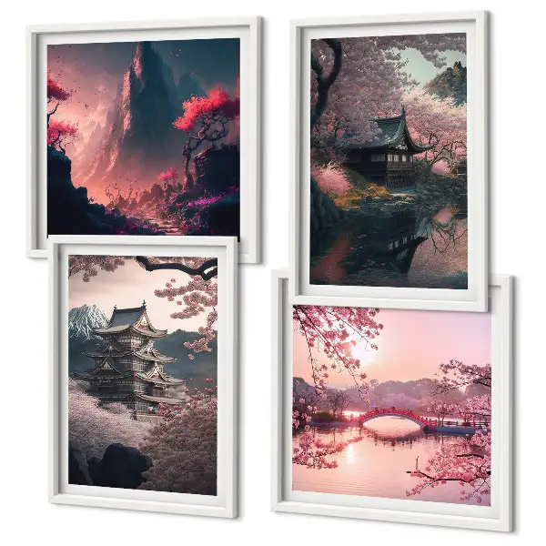 Fantastické krajiny Japonska zarámovaný set obrazov