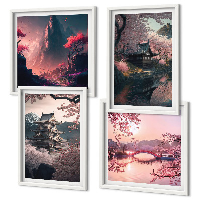 Zarámovaný set obrazov Fantastické krajiny Japonska