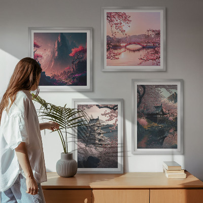 Zarámovaný set obrazov Fantastické krajiny Japonska