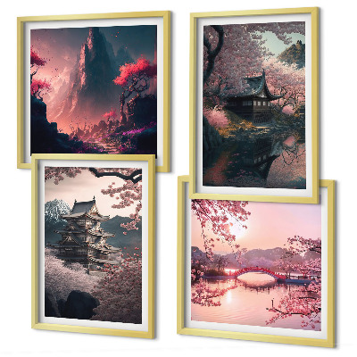 Zarámovaný set obrazov Fantastické krajiny Japonska