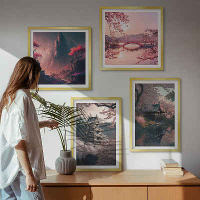 Zarámovaný set obrazov Fantastické krajiny Japonska