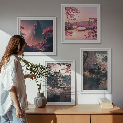 Zarámovaný set obrazov Fantastické krajiny Japonska